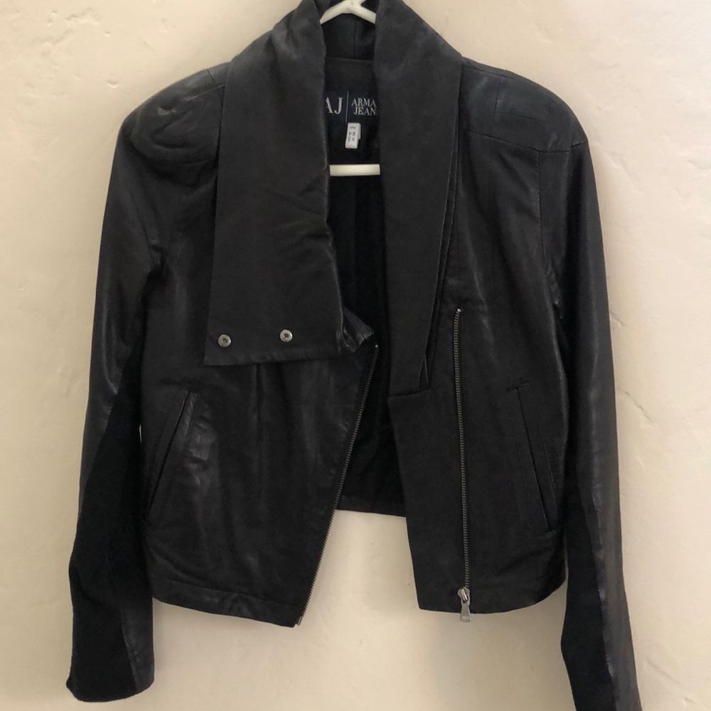 Armani Jeans leather moto jacket